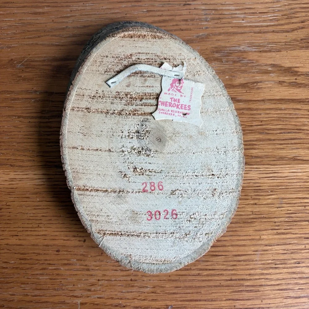 Vintage The Cherokees Wild Turkey Wood Slice Wall Plaque Qualla Reservation NC